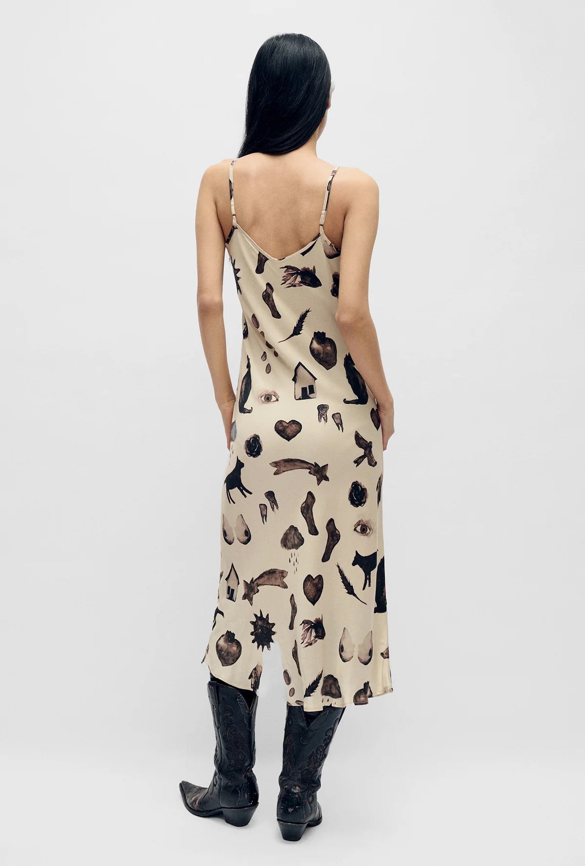 Back view of Silk 90s Slip Dress in Miracles Hazelnut by Silk Laundry