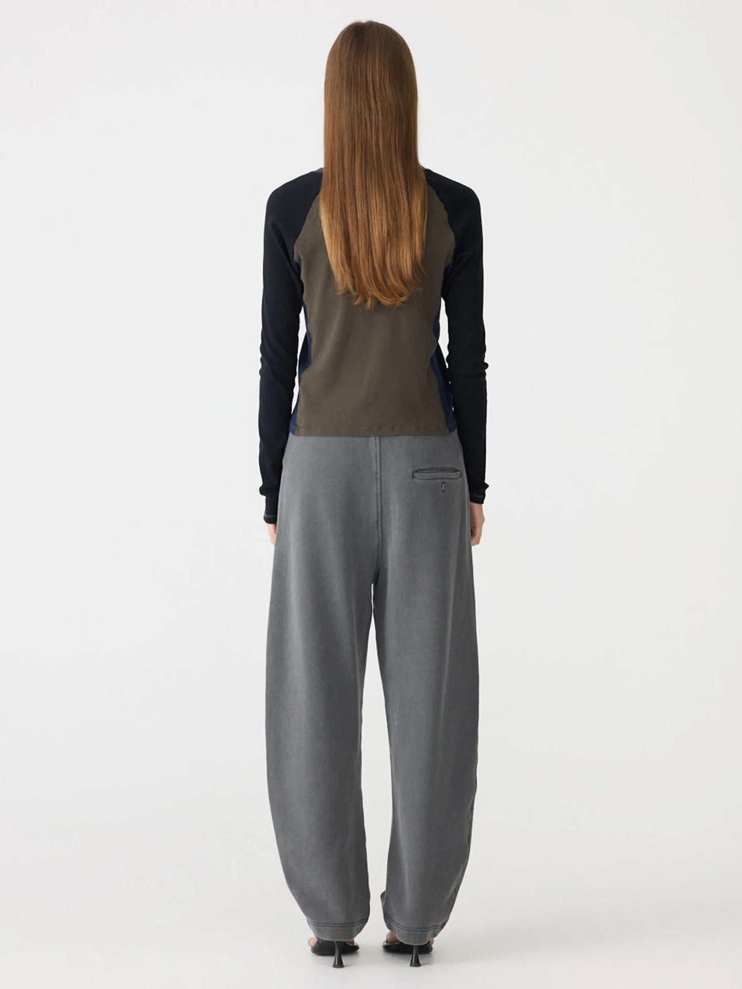 Bassike Fleece Barrel Leg Track Pant - Washed Blk