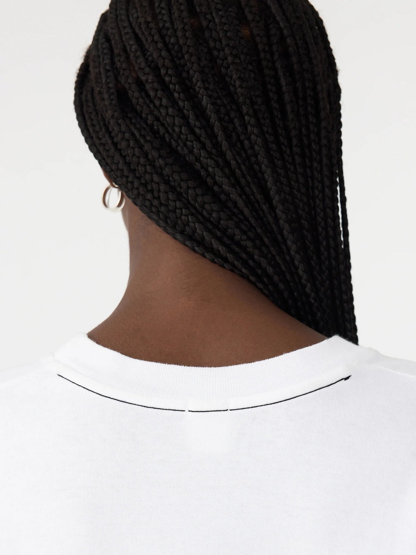 Bassike Boxy Rib Insert L/S - WHITE/BLACK