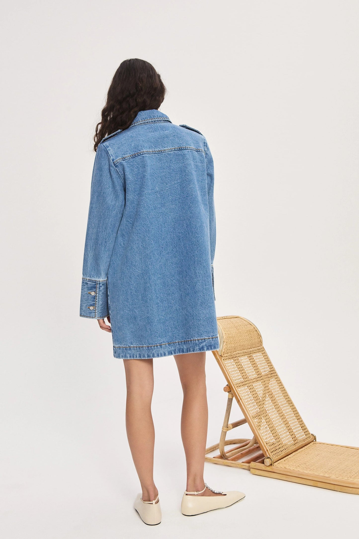 Back view showing relaxed fit – Alémais Stephi Mini Dress in 100% cotton