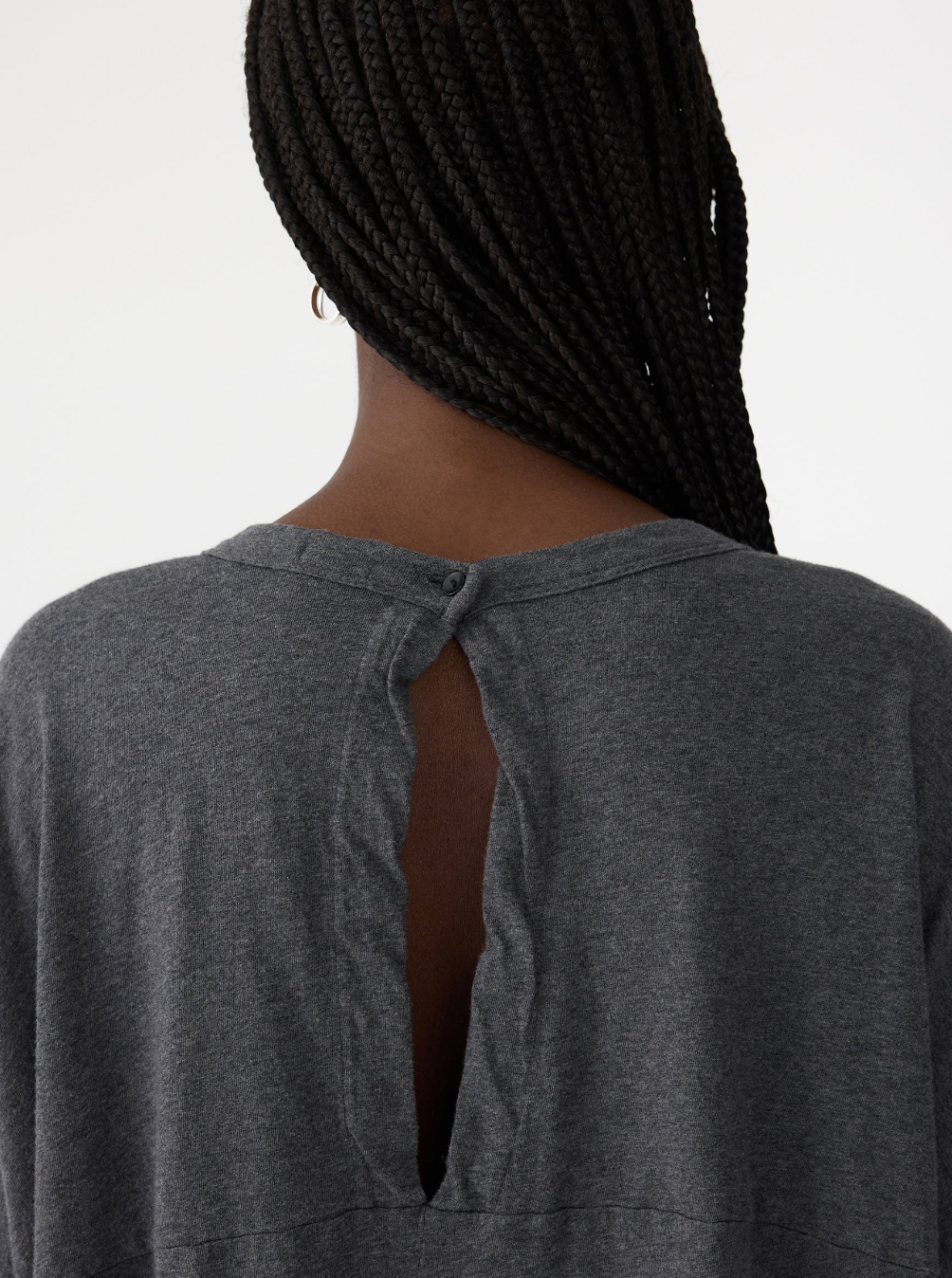 Bassike – Slouch Circle Long Sleeve Tee in Charcoal Marl