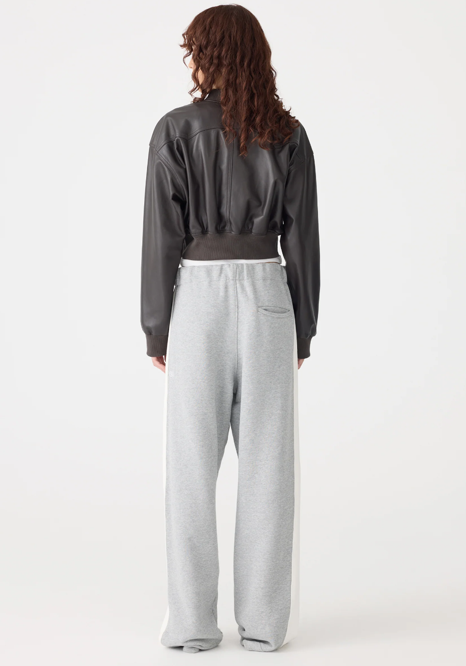 Bassike – Fleece Stripe Detail Trackpant in Grey Marle