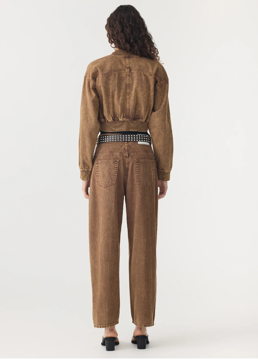 Motley Bomber Denim Jacket in Caramel Motley