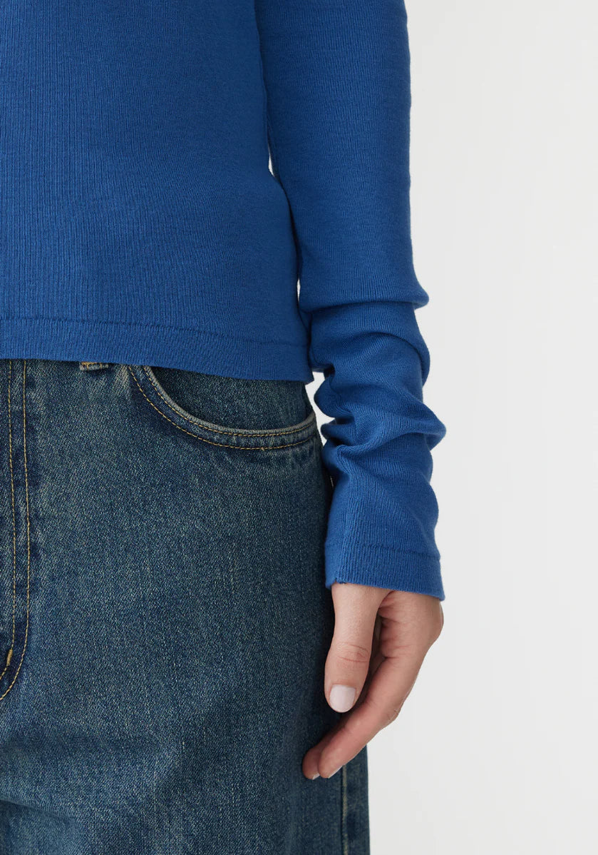 Slim Superfine Rib Long Sleeve Tee – Marine Blue