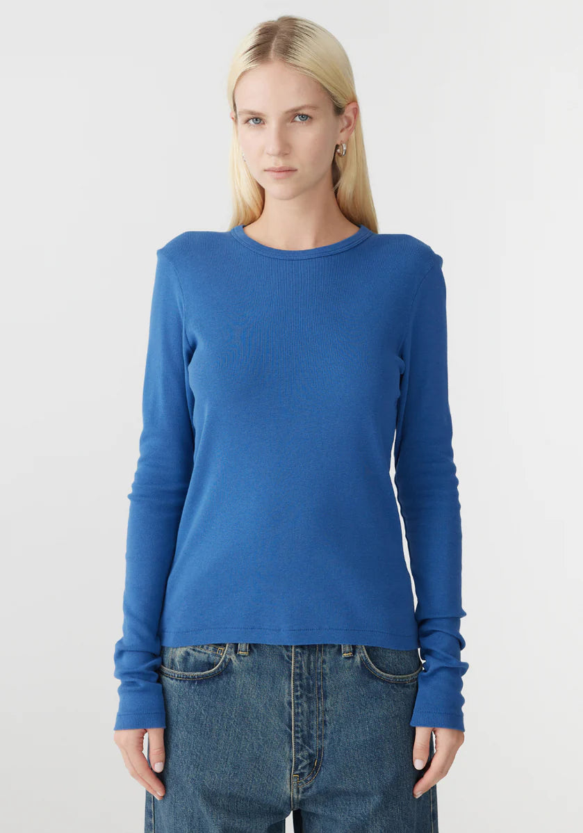 Slim Superfine Rib Long Sleeve Tee – Marine Blue
