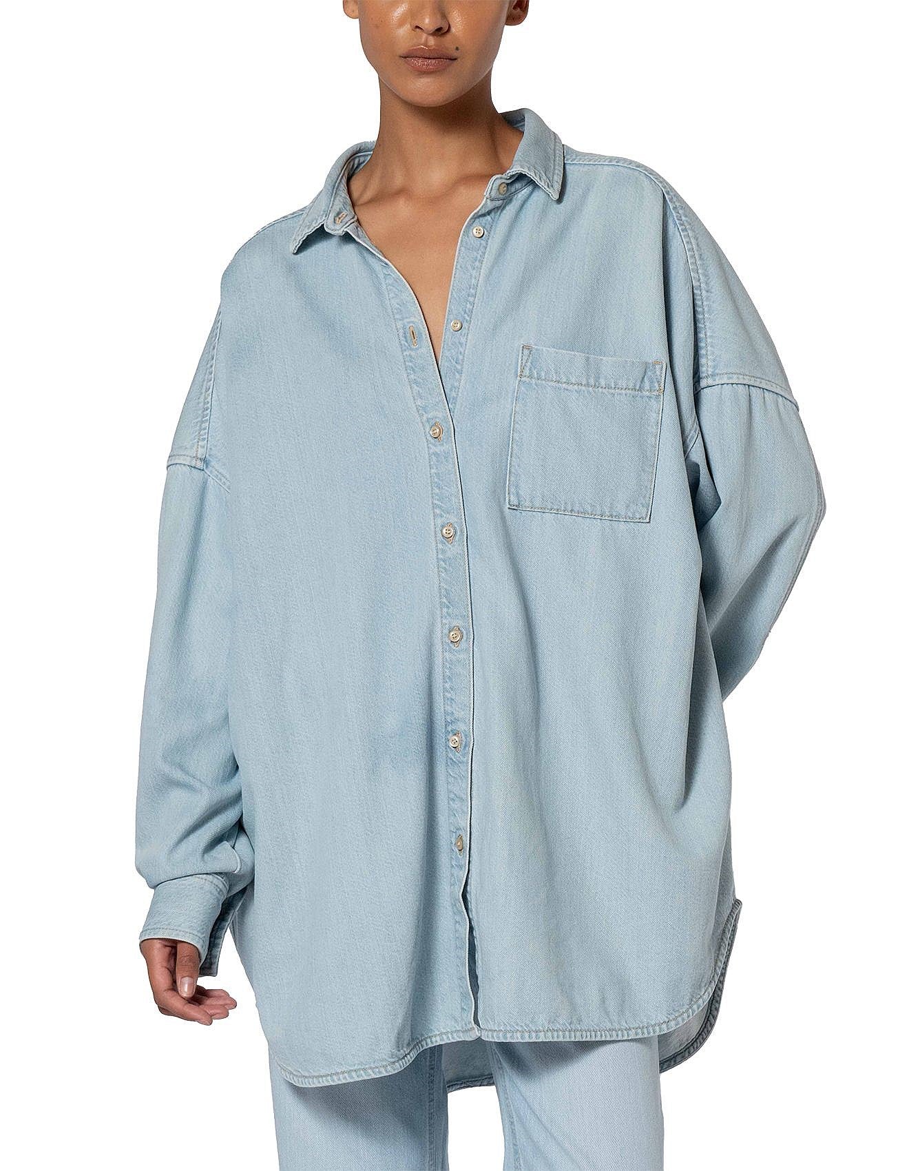 Ryla Oversized Shirt - Blue Silk/One Size
