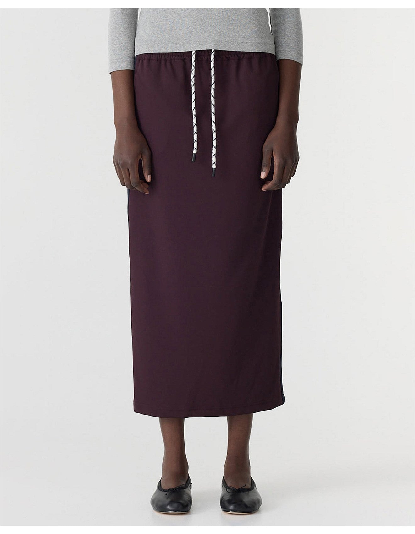 Bassike Stretch Twill On Skirt - Dark Plum/Ink