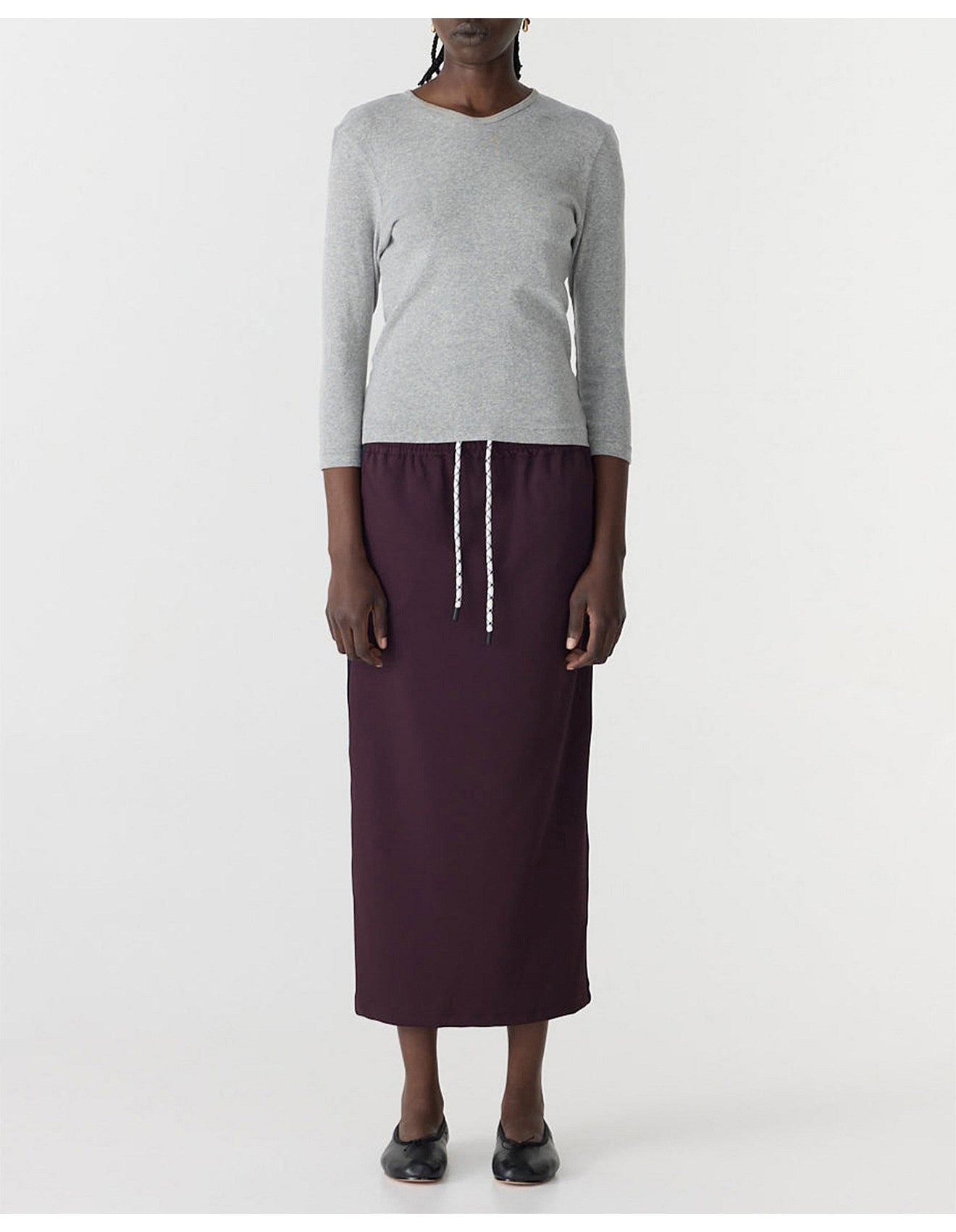 Bassike Stretch Twill On Skirt - Dark Plum/Ink