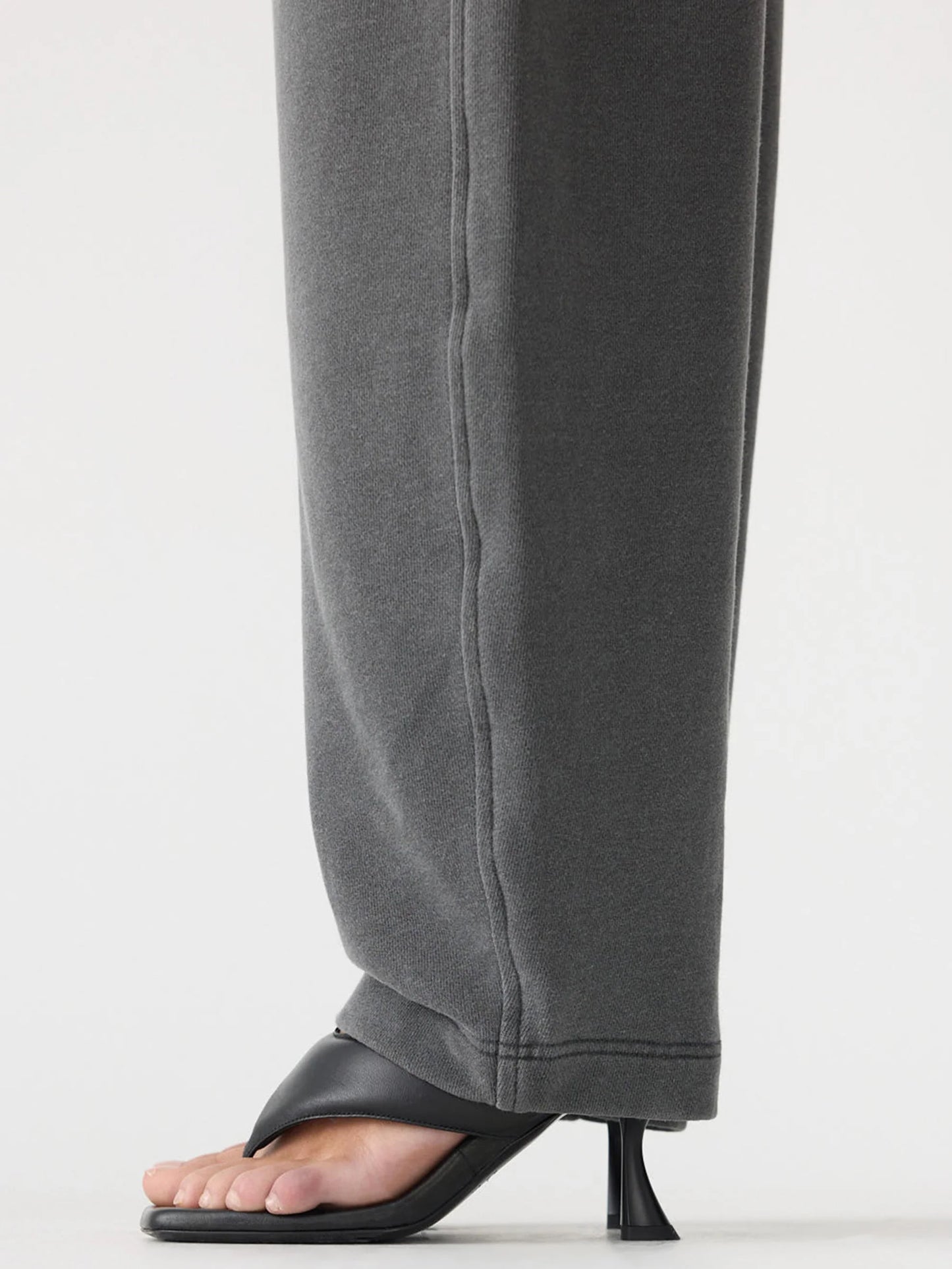 Bassike Fleece Barrel Leg Track Pant - Washed Blk