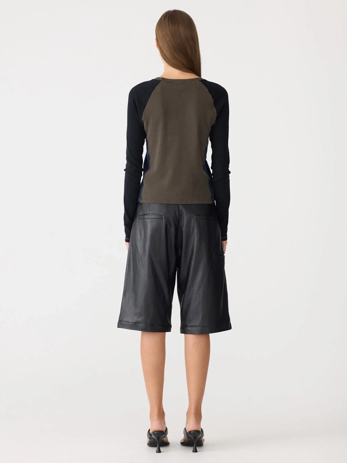 Bassike Panelled Baby L/S T-Shirt -Ash/Blk/Ink
