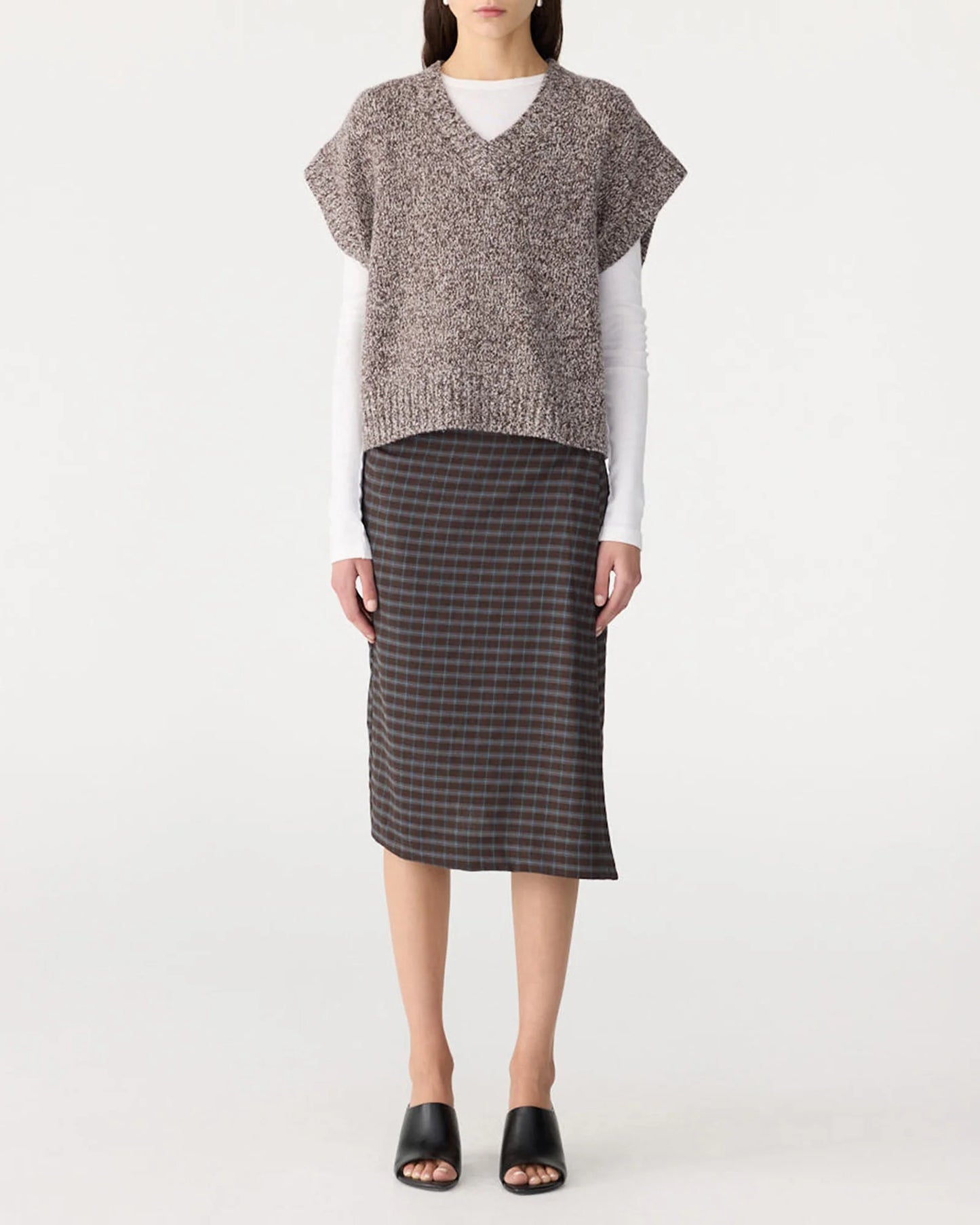 Bassike Melange Knit Vest - Blk Melange