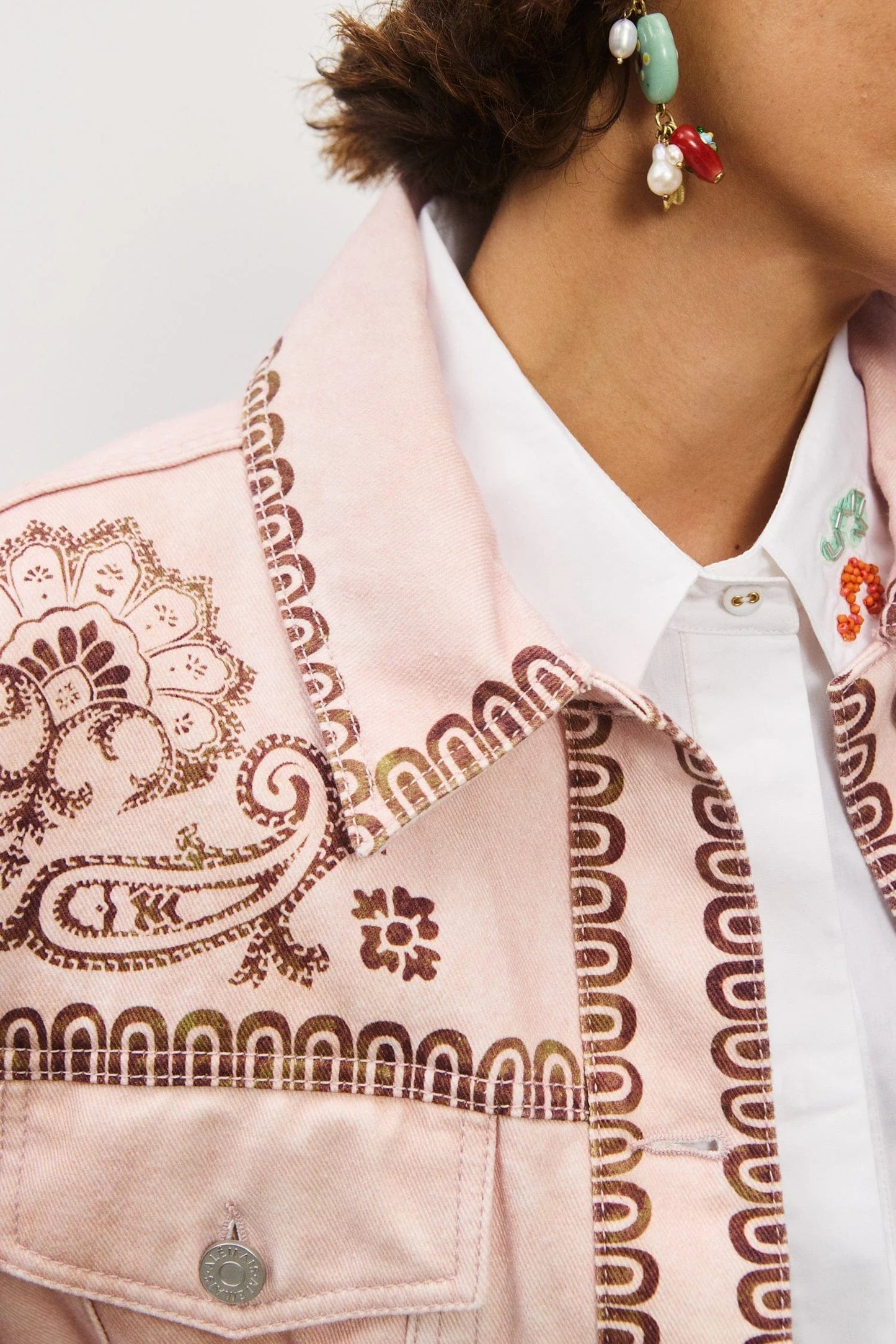 Alemais Akia Denim Jacket – Pink Oversized Tailored Jacket