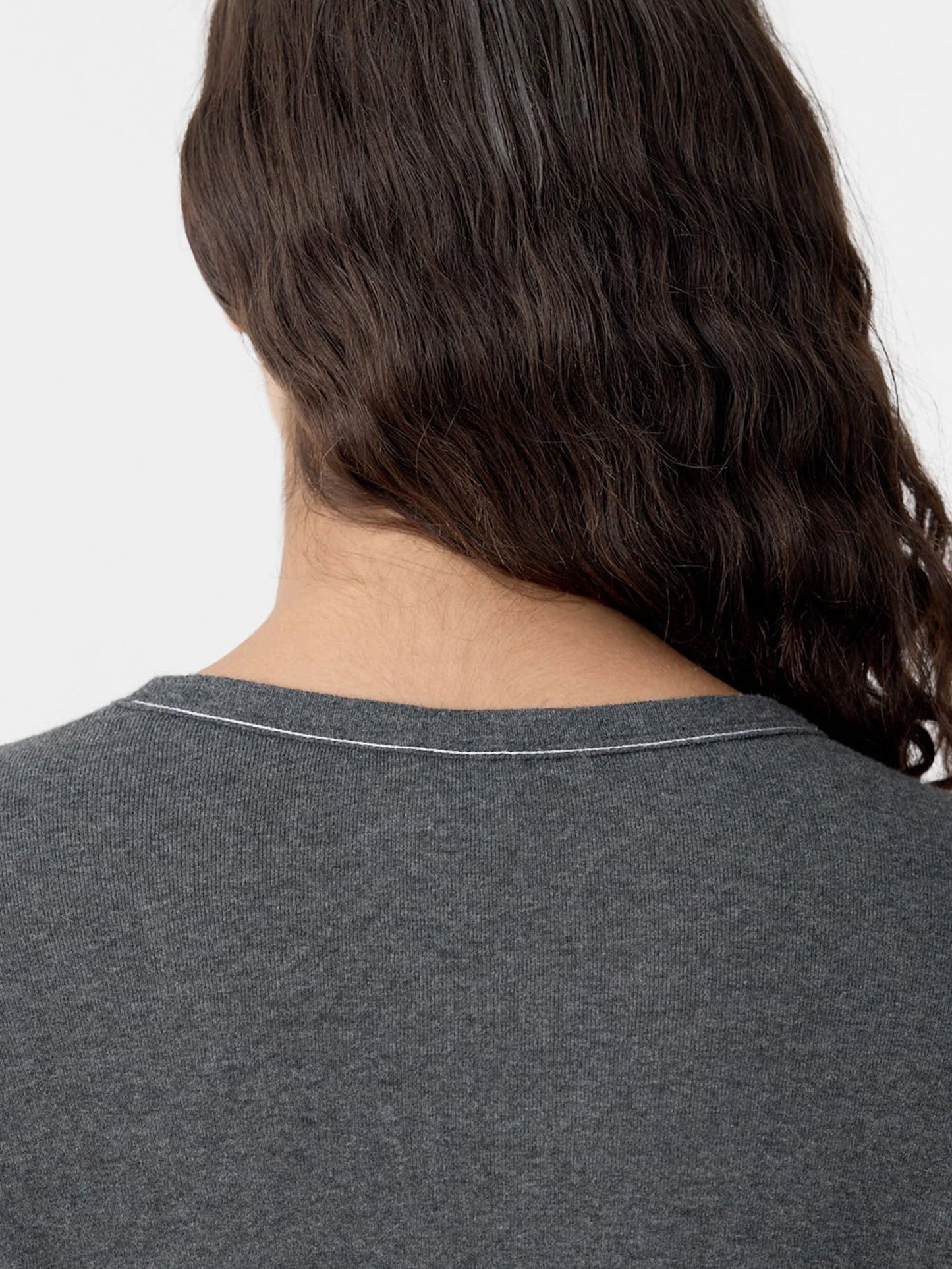 Bassike Slim Fit Rib L/S Baby T-Shirt - Charcoal Marl