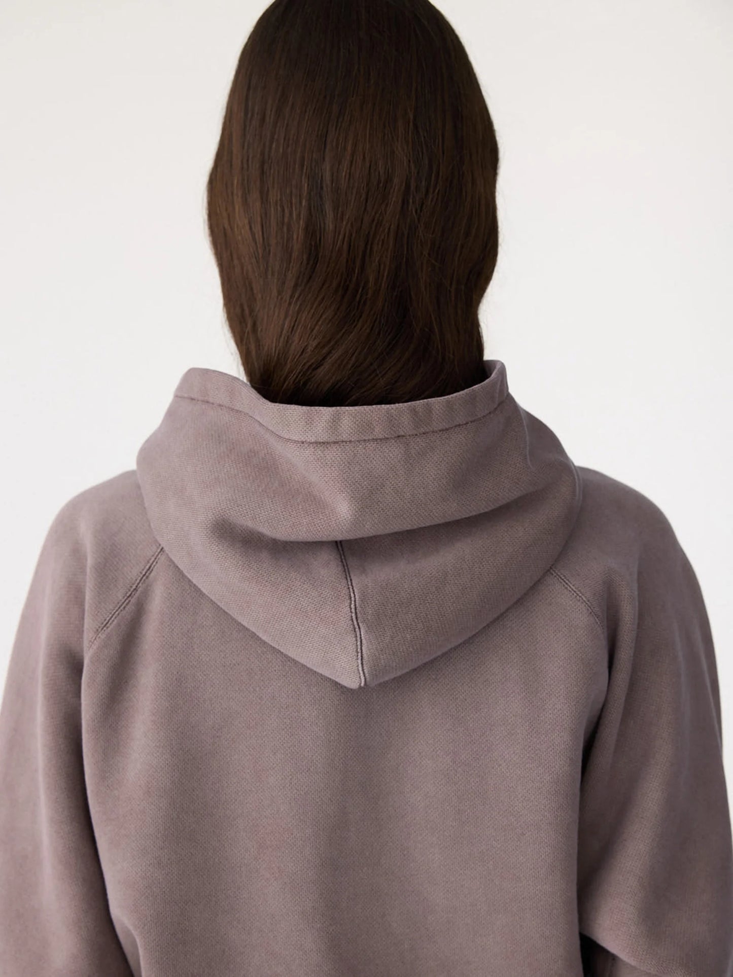 Bassike Fleece Cropped Hoodie - Washed Carob