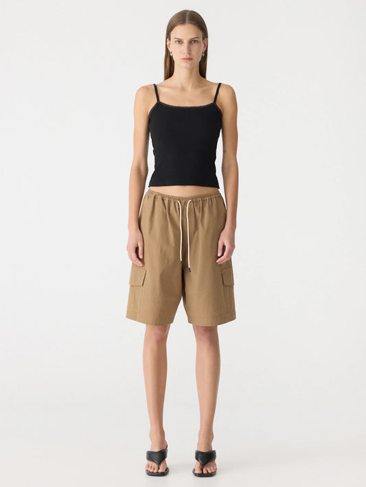 Bassike Crushed Cotton Cargo Short - Dark Tan