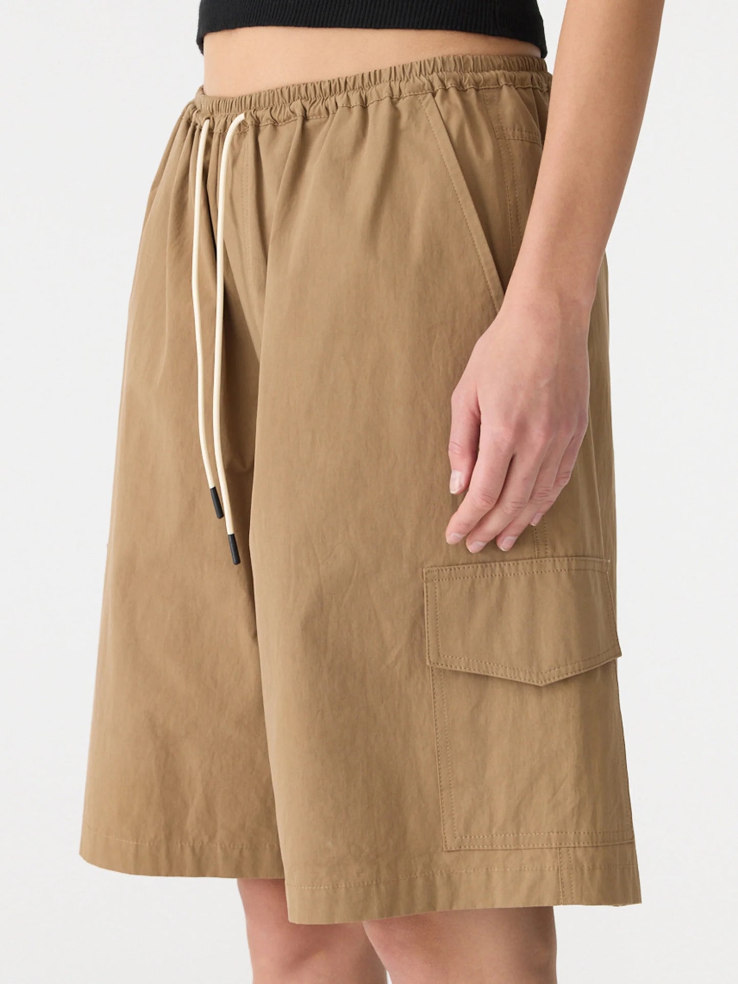 Bassike Crushed Cotton Cargo Short - Dark Tan