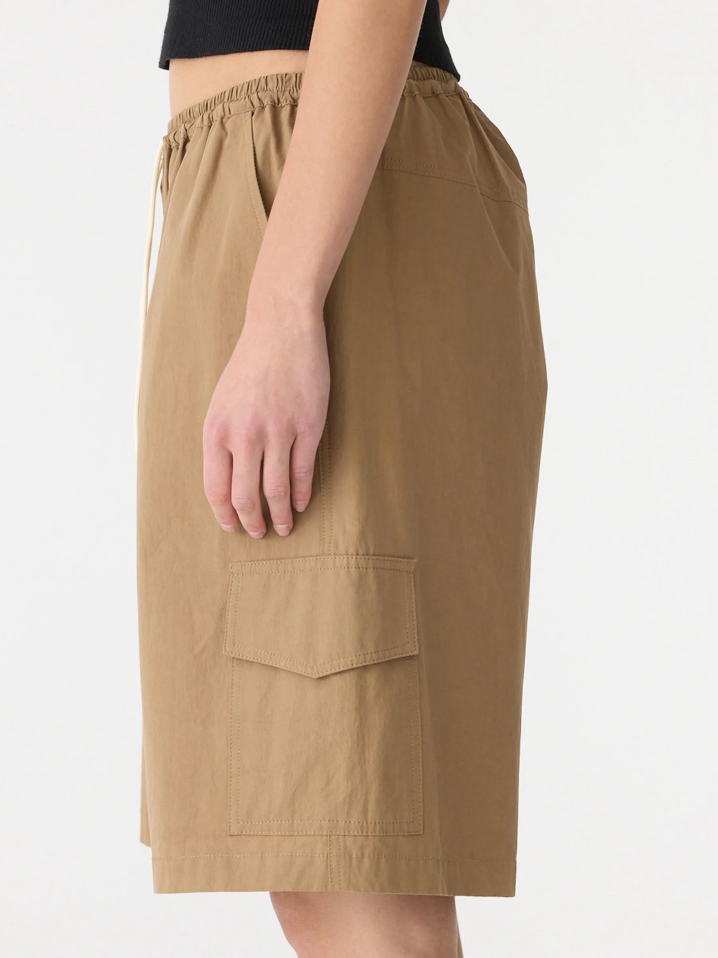 Bassike Crushed Cotton Cargo Short - Dark Tan