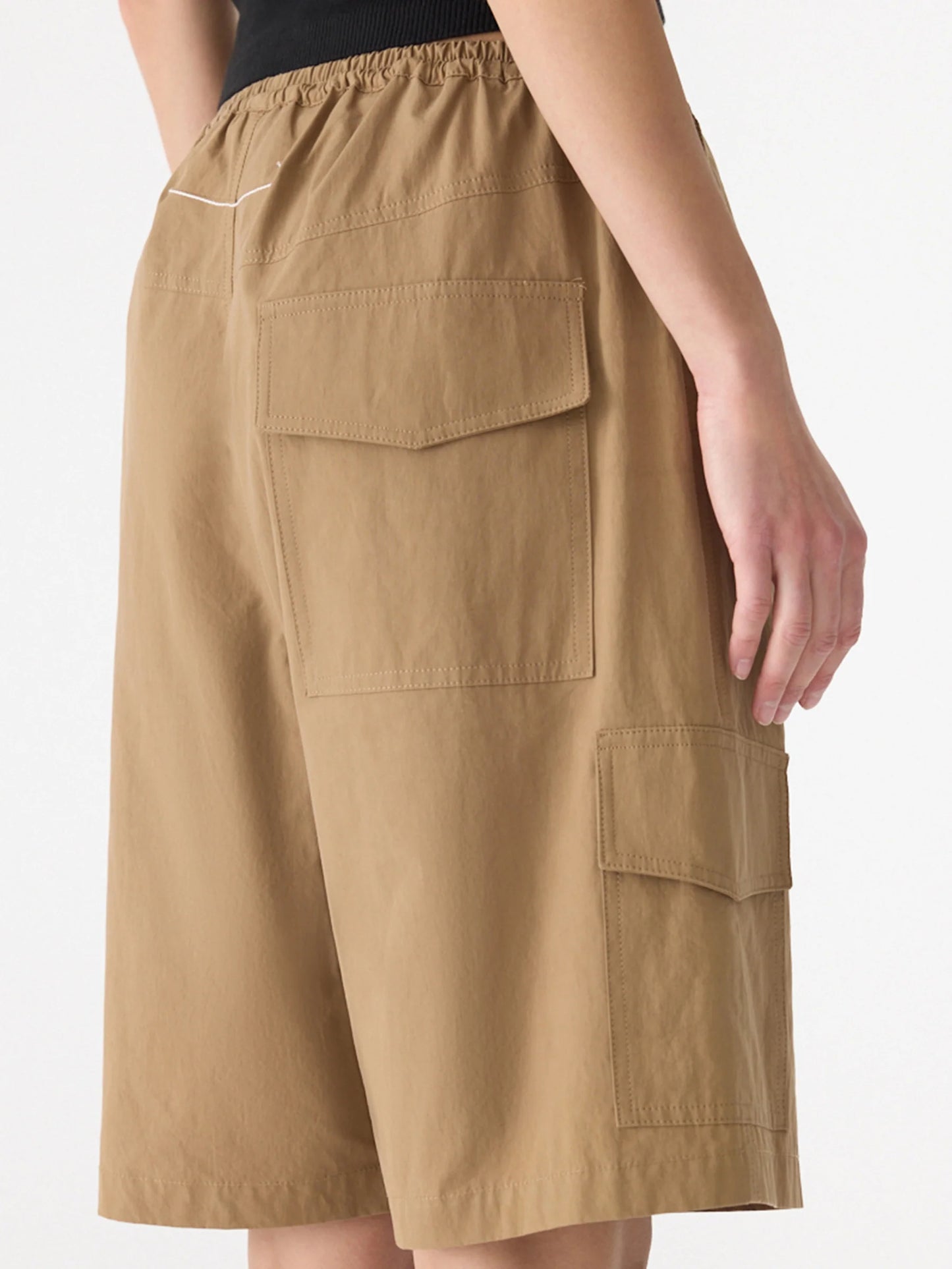 Bassike Crushed Cotton Cargo Short - Dark Tan