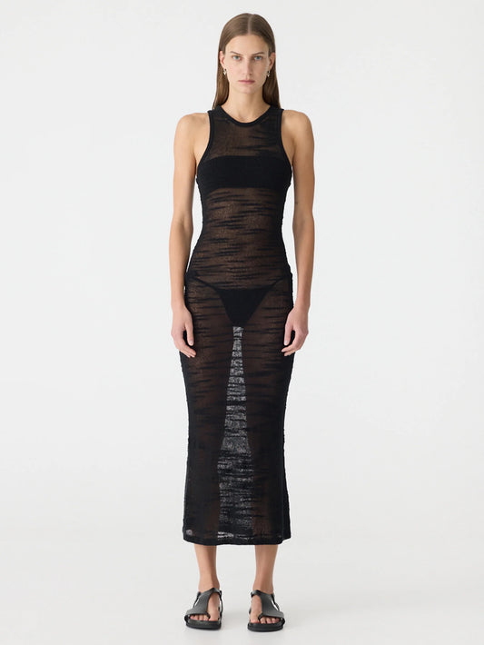 BASSIKE TEXTURED KNIT DRESS - BLK