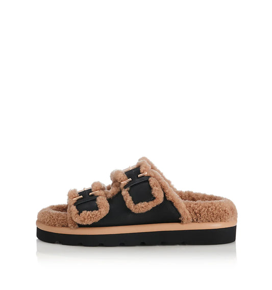 Alias Mae Saint Slide Blk/leather Shearling