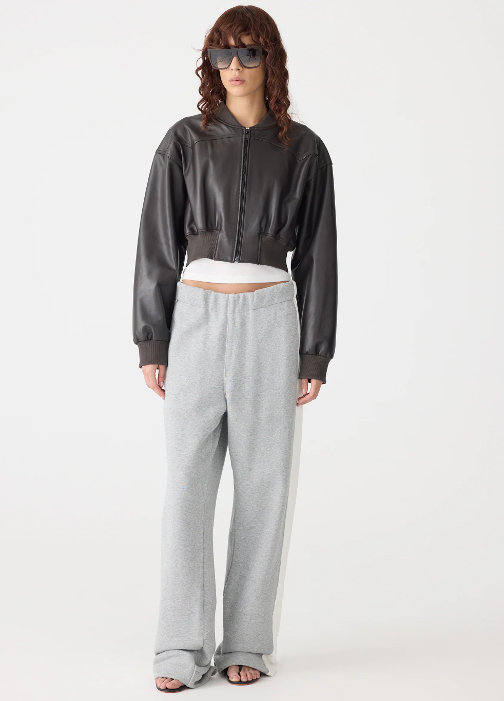 Bassike – Fleece Stripe Detail Trackpant in Grey Marle