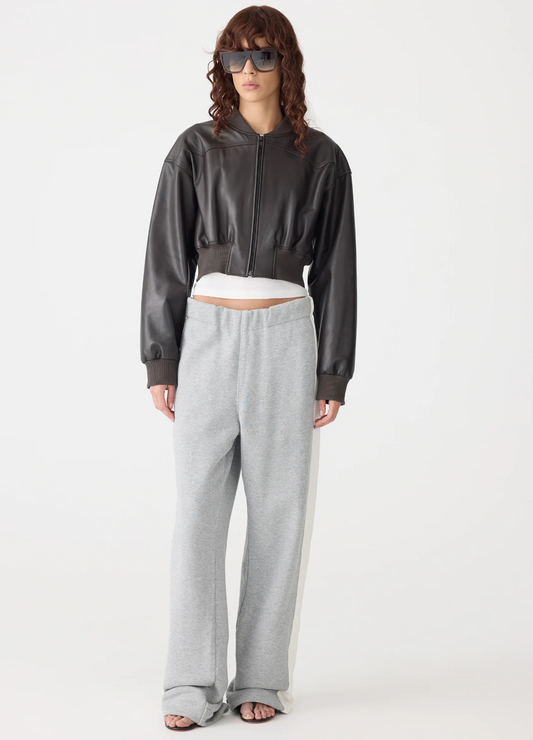 Bassike – Fleece Stripe Detail Trackpant in Grey Marle