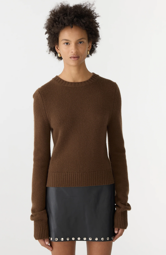 Bassike – Slim Crew Neck Knit in Carob