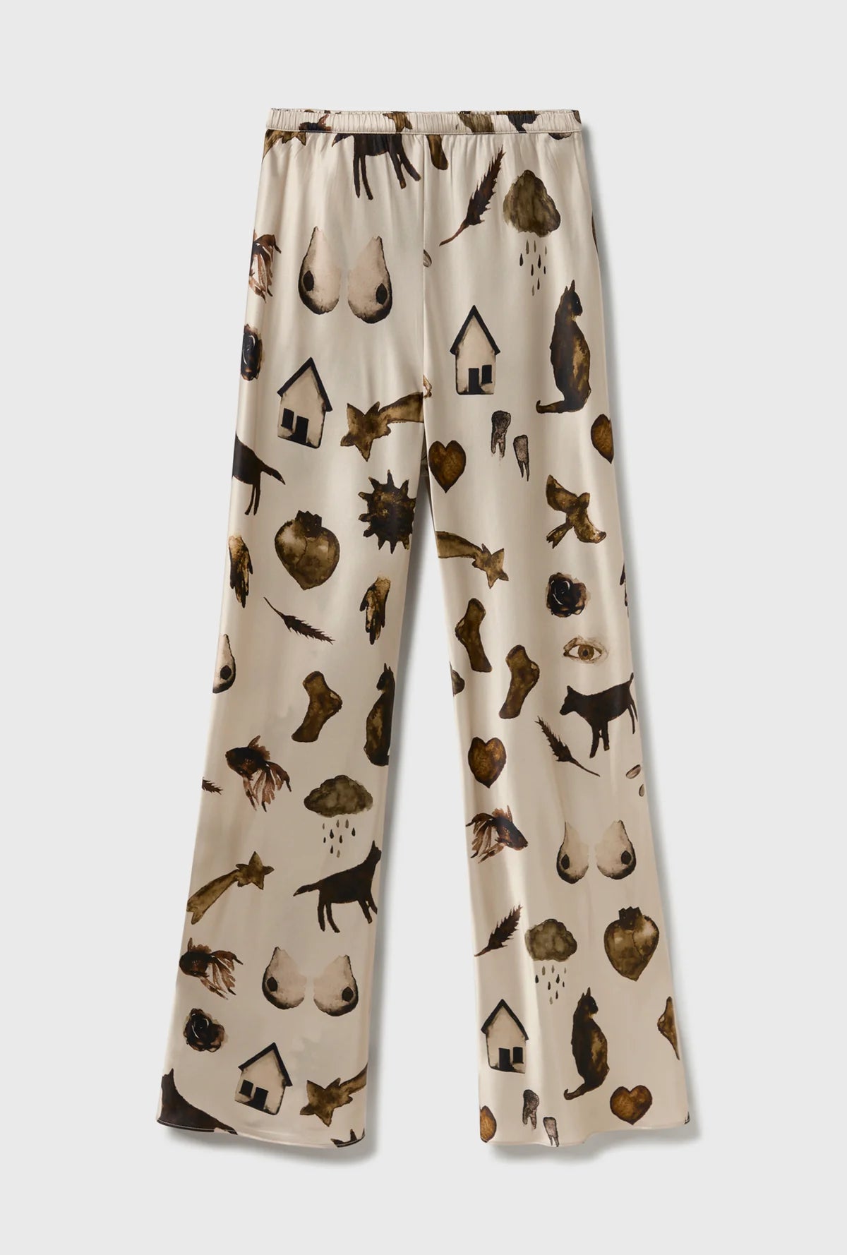 Glossy silk bias cut pants in Miracles Hazelnut by Silk Laundry