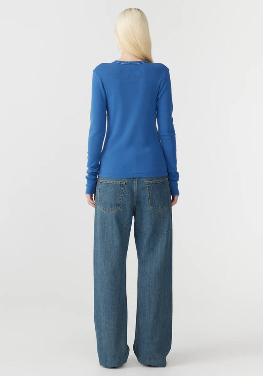 Slim Superfine Rib Long Sleeve Tee – Marine Blue