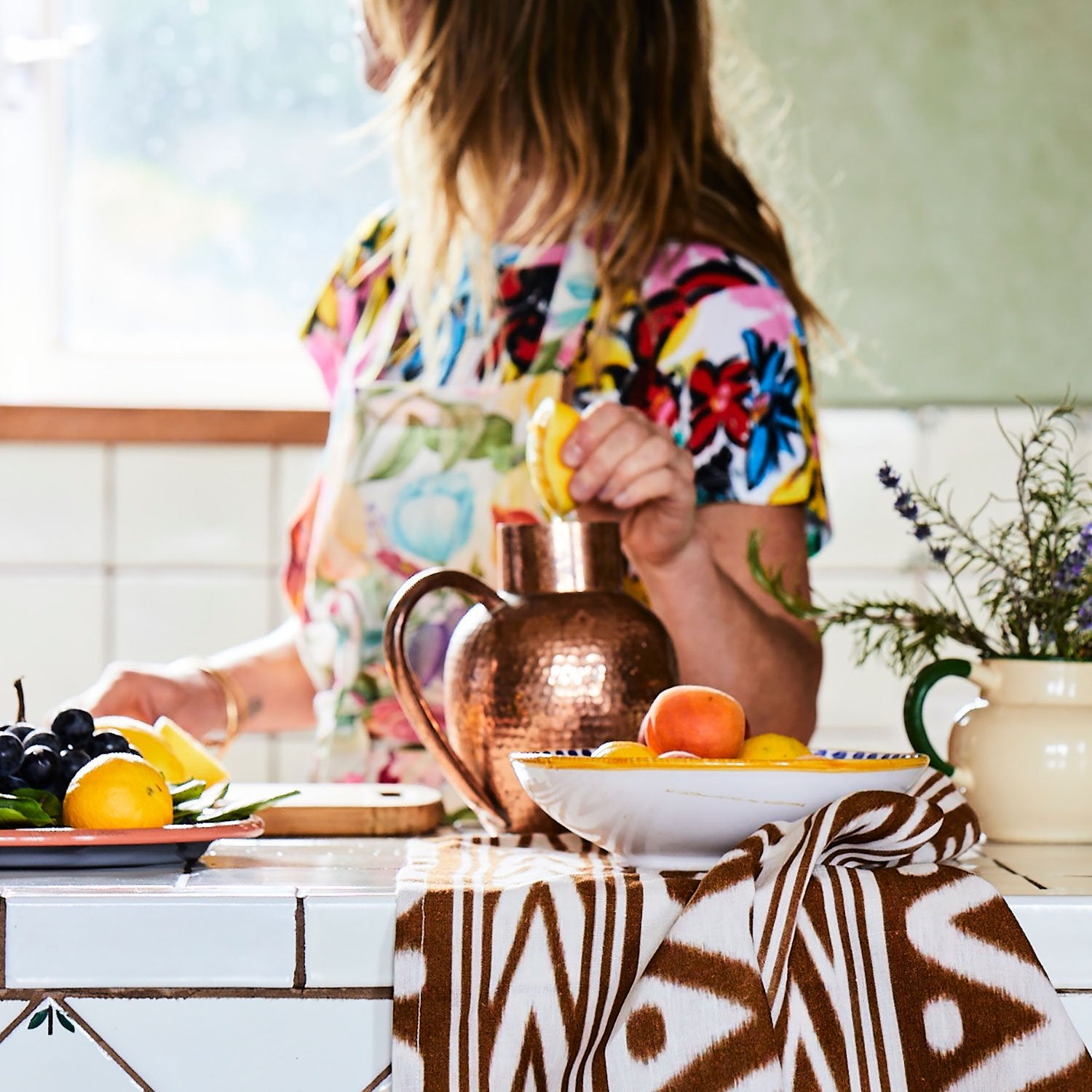 Kip & Co - IKAT & Dreams Coconut LINEN TEA TOWEL