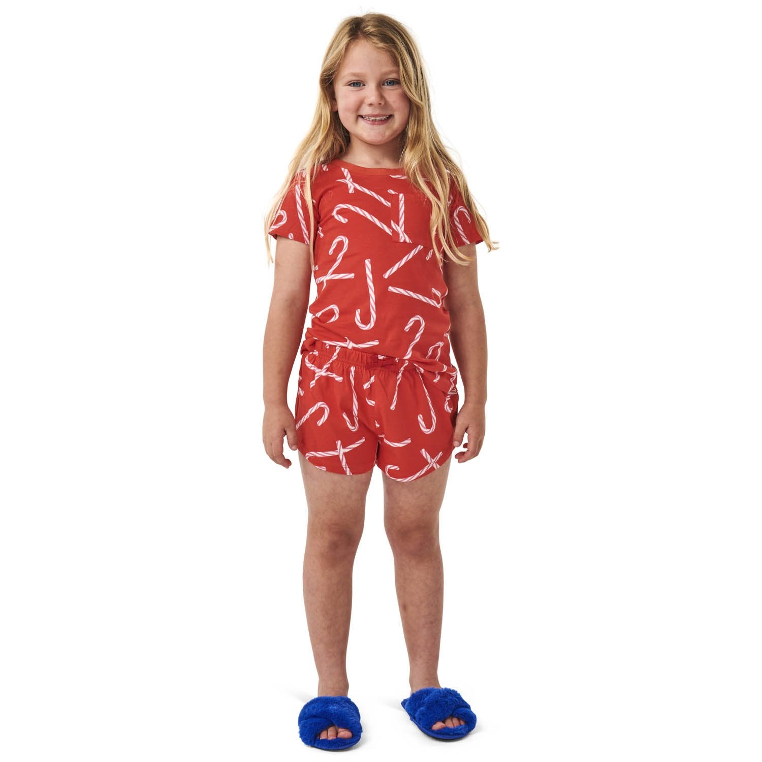 CANDY CANE RED SS TEE & SHORT SET 5 - 6  yrs